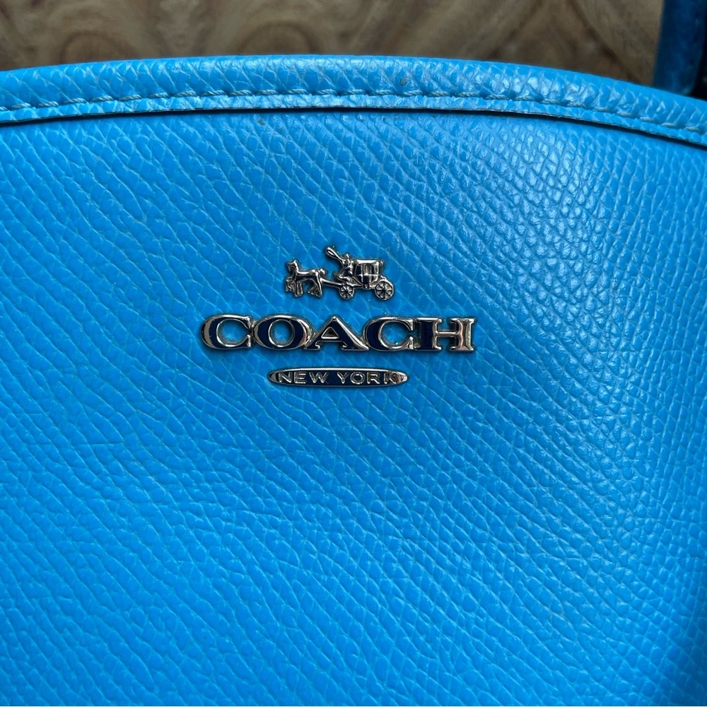 Coach Crossgrain Leather Margot Carryall Shoulder Bag Crossbody Sky Blue F34607 - Picture 3 of 16